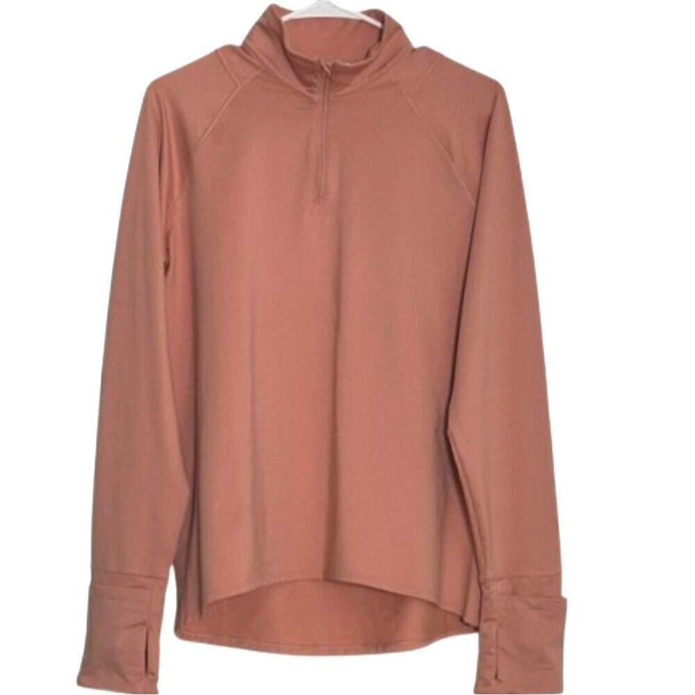 Athleta Whistler 1/4 Zip Pullover Top Medium Active Mauve Pink Thumbholes Gym